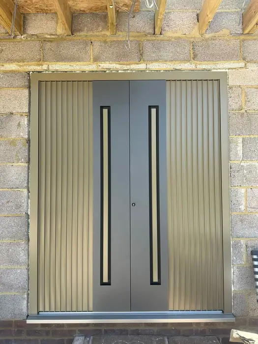 Contemporary aluminium front door installed by Team Frames in Surrey