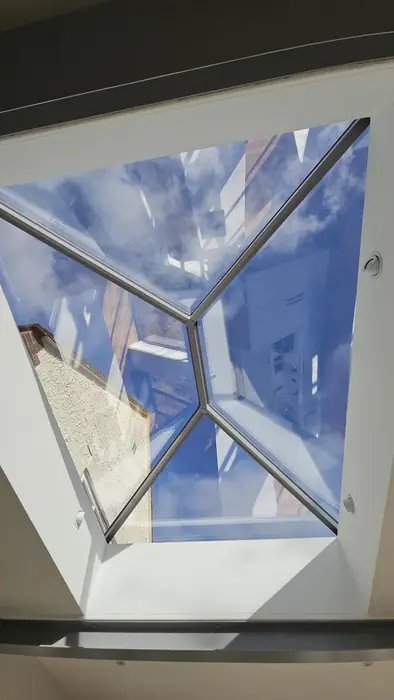 Interior view of a glazed roof lantern installed by Team Frames