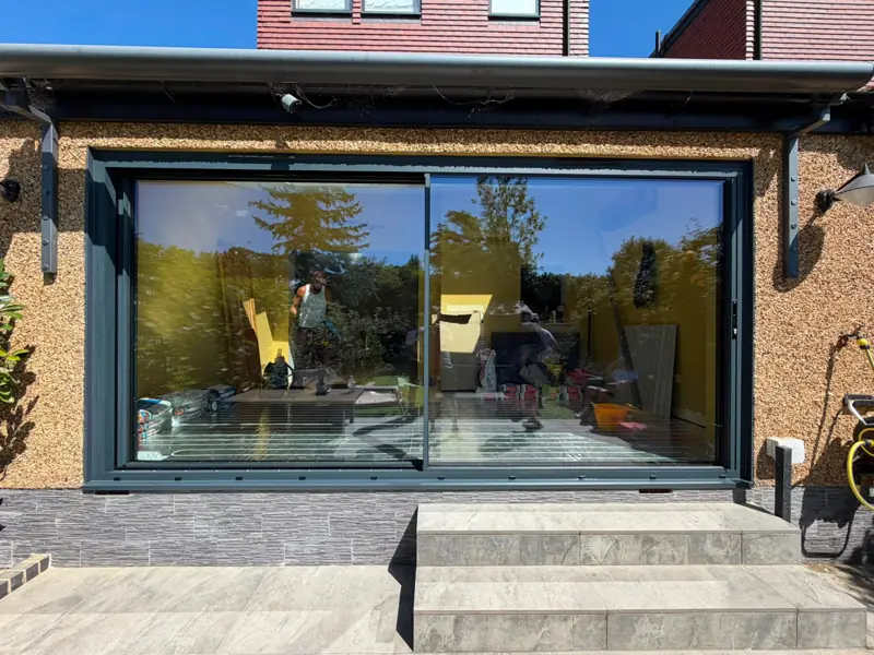 Large anthracite aluminium sliding patio doors